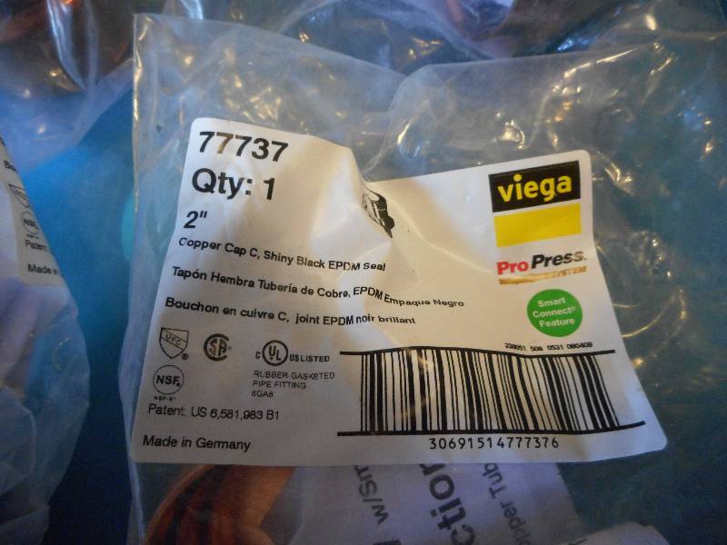 lot 252 image: Viega Pro Press Copper Caps Lot of 4