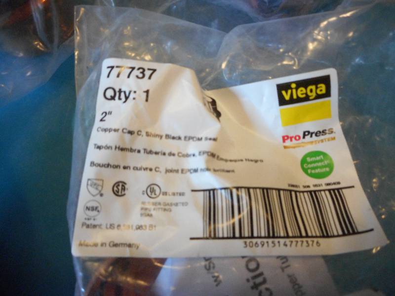 lot 253 image: Viega Pro Press Copper Caps Lot of 4