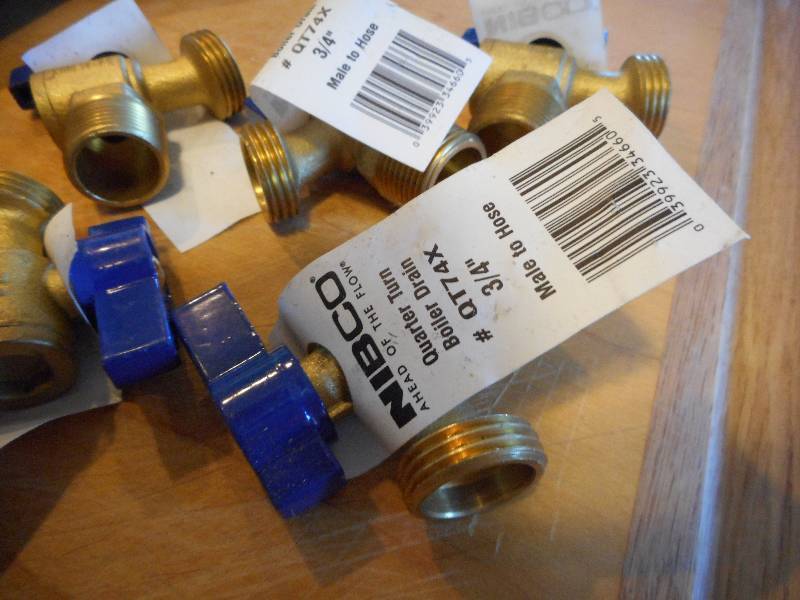 lot 168 image: NIBCO Quarter Turn Boiler Drain #QT74X Set of 5