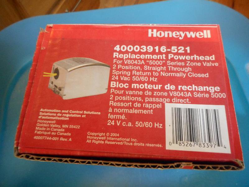lot 182 image: Honeywell Replacement Powerhead V8043A  5000 Series Zone Valve
