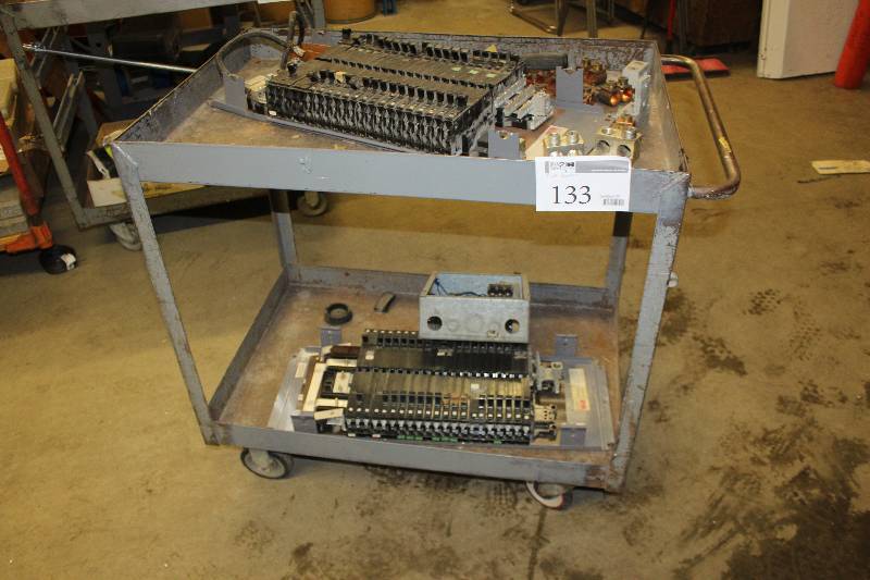 lot 133 image: 4-Wheel Metal Utility Cart and Contents