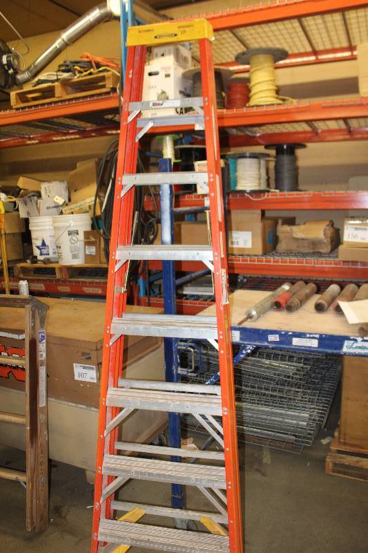 lot 169 image: Werner 8ft. Fiberglass Aluminum Ladder