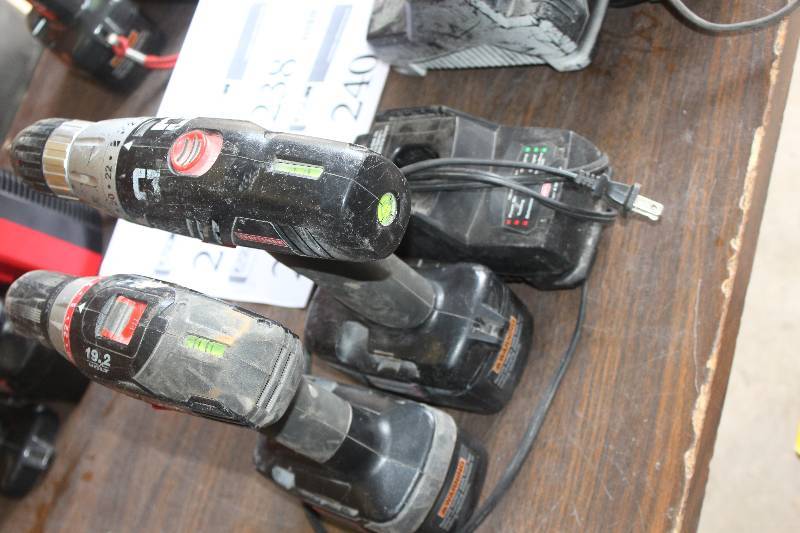 lot 239 image: Lot of (3) Craftsman 19.2V Cordless Drills, Battery w Charger