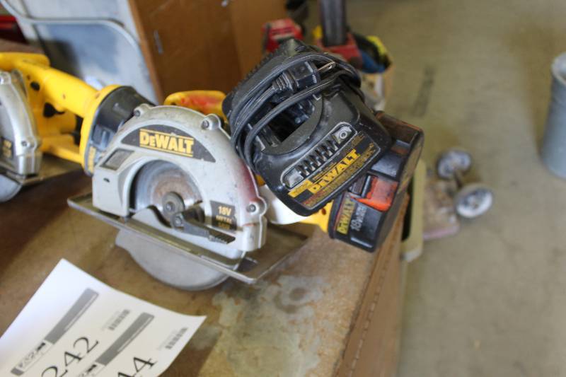 lot 244 image: Lot of (2) Dewalt 18V Cordless 6.75in. Metal Saw