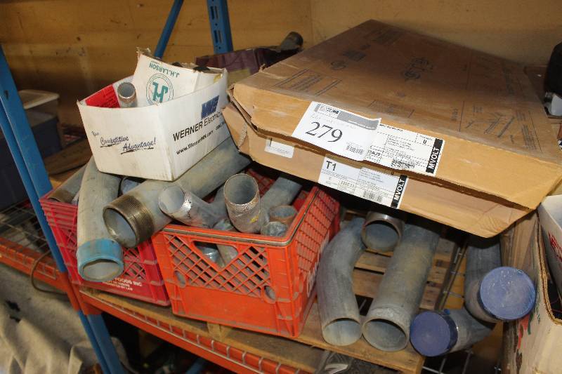 lot 279 image: Pallet Lot of Misc Sizes of Pipes, Light Covers