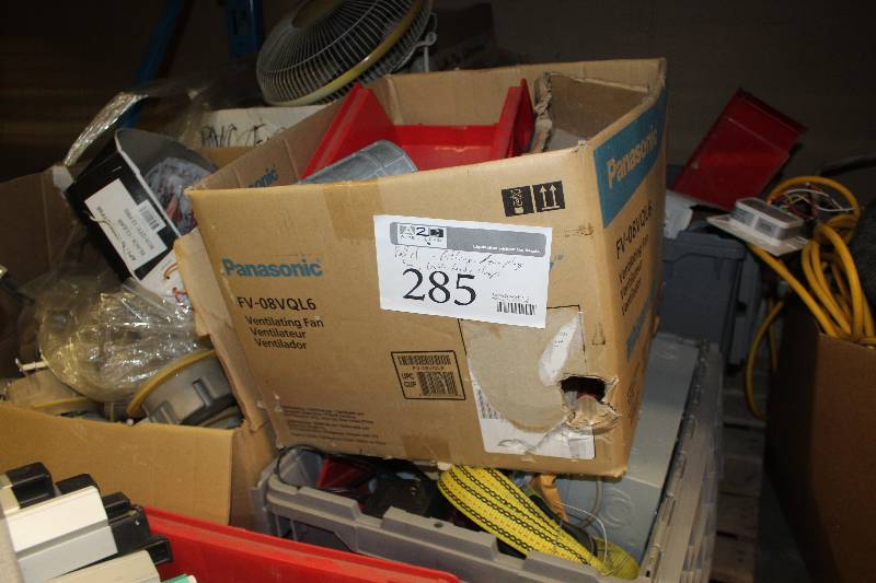 lot 285 image: Pallet Lot of Fittings, Earplugs, Fans, Lights, Straps, And More
