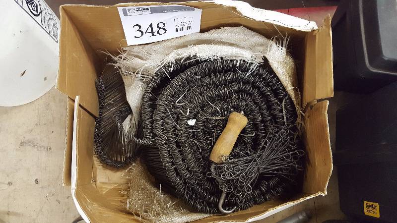 lot 348 image: Box Lot of Bulk Hooks with Wood Handled Hook Tool