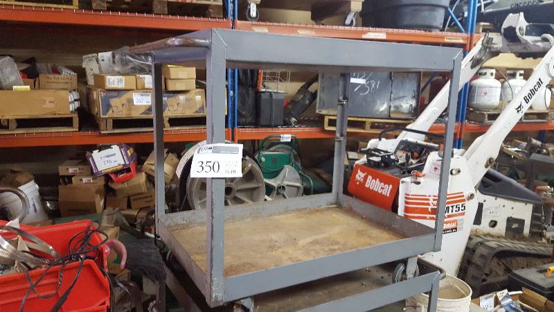 lot 350 image: Warehouse  Job Site Supply Cart with Upper and Lower Shelf