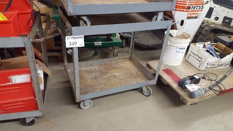 lot 349 image: Warehouse  Job Site Supply Cart with Upper and Lower Shelf