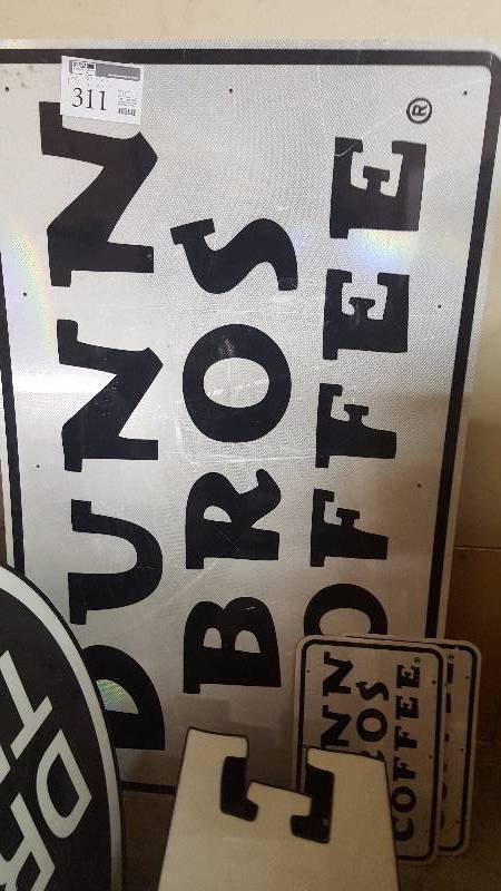 lot 311 image: Lot of (4) Dunn Brothers Coffee Wall Signs.