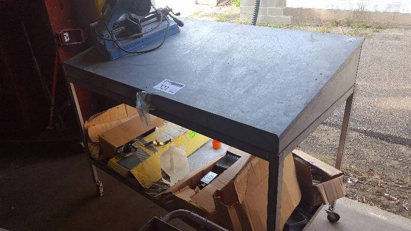 lot 321 image: Mobile Blue Print  Foremans Desk, With Storage Shelf, Contents Are Included