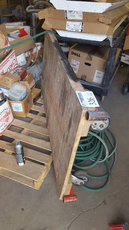 lot 326 image: Four Caster Wooden Warehouse Cart
