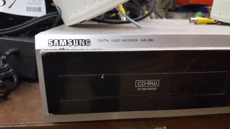 lot 357 image: Samsung SHR-2082 DVR System  with Two Cameras, Cables, & Muzak Power Amp