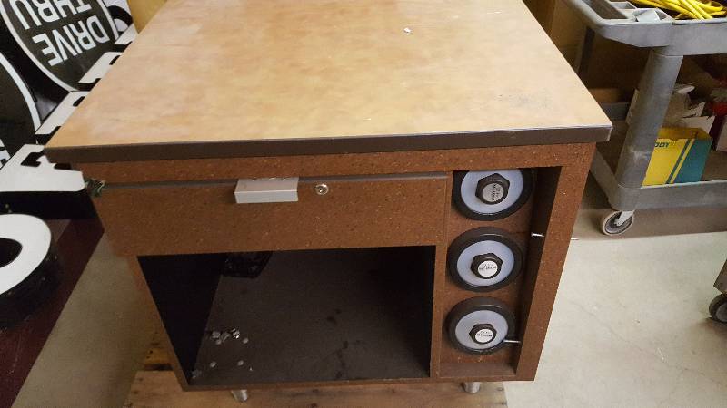 lot 405 image: Drive thru cabinet with drawer and cup dispensers