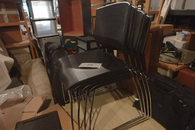 lot 15 image: 4 Black Stacking Chairs