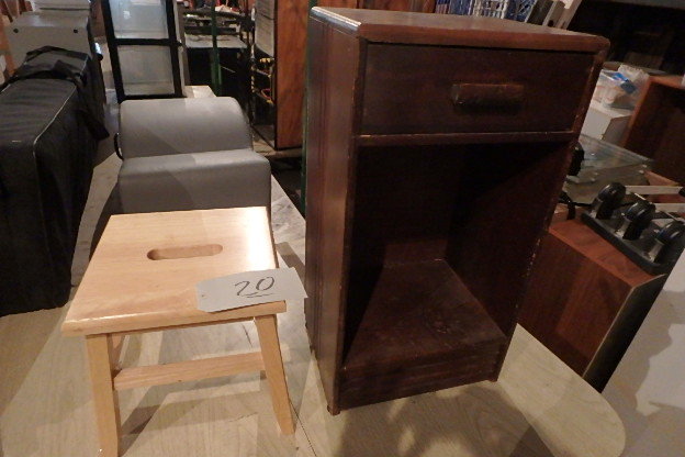 lot 20 image: Old Night Stand and Step Stool