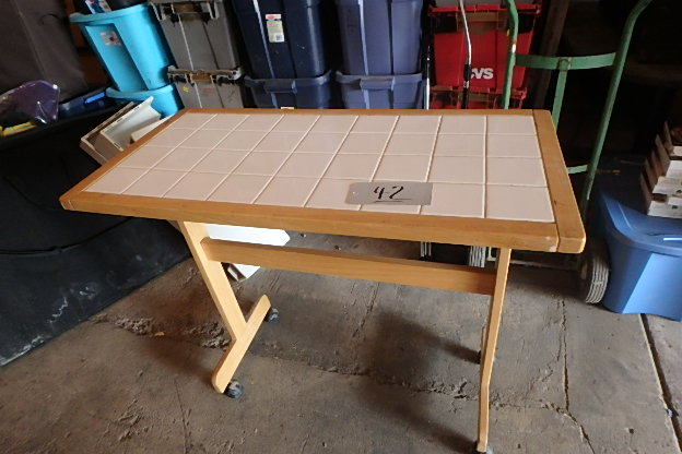 lot 42 image: Tile Topped Table