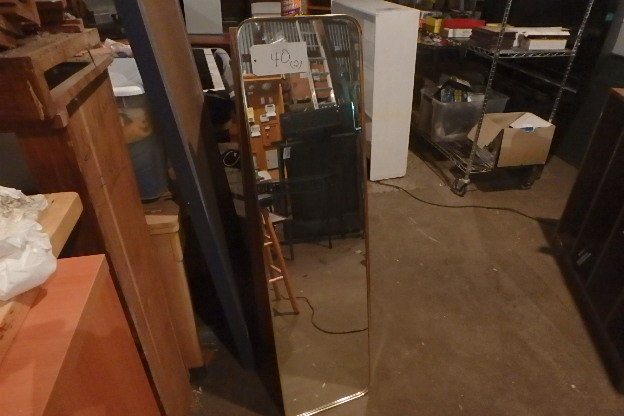 lot 40 image: Long Rounded Gold Frame Mirror, Italian Print