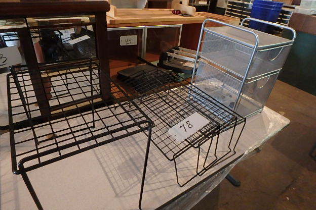 lot 78 image: Wire Wheeled Bin, Wire Shelves