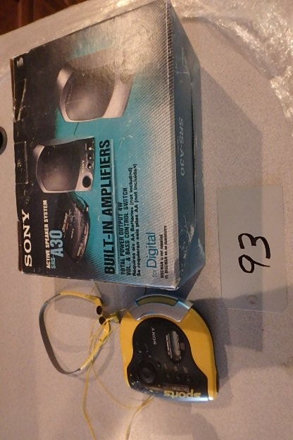 lot 93 image: Sony Active Speaker NIB, Sony Sports Discman