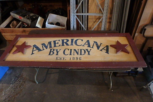 lot 129 image: Large wooden Sign