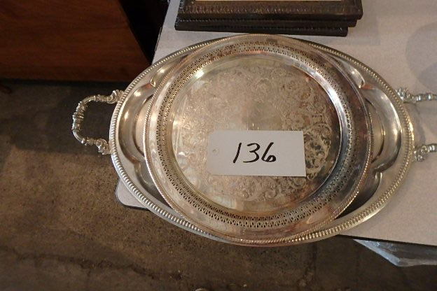 lot 136 image: Pair of Large Silver Plate Serving Trays