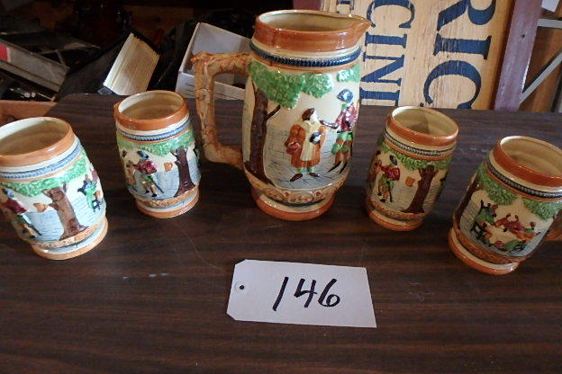 lot 146 image: Huge Pitcher wmatching Mugs