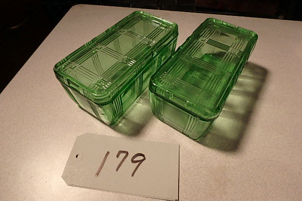 lot 179 image: Pair Green Refridgerator dishes