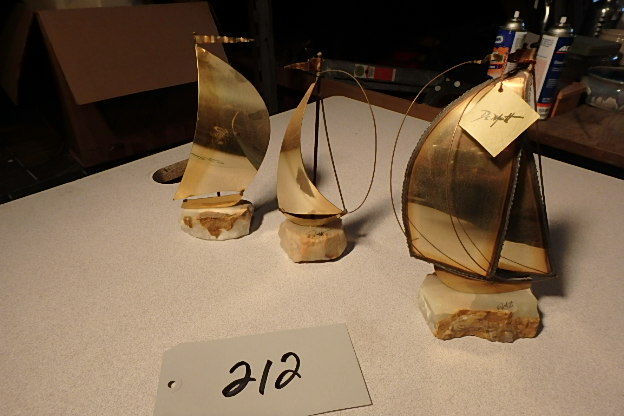 lot 212 image: 3 Small DeMott Brass Sialboats
