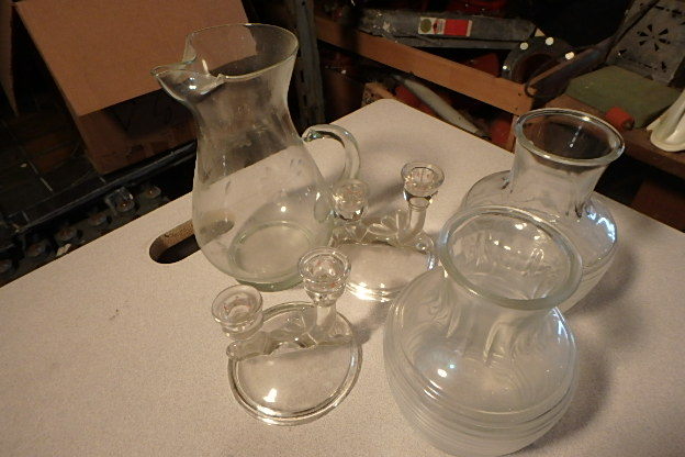 lot 299 image: Crystal, Candle Holders, Pitcher