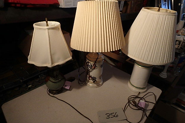 lot 356 image: 3 Porcelain Lamps