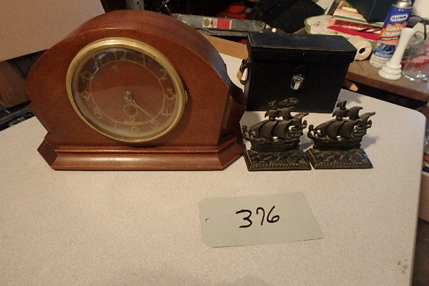 lot 376 image: Clock, Binos, Book Ends