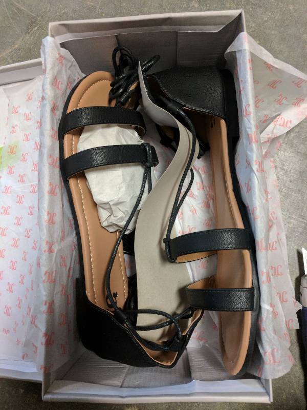 Journee Collection JCollect. WM Flat Lace-up Tassle Sandals Black - 10