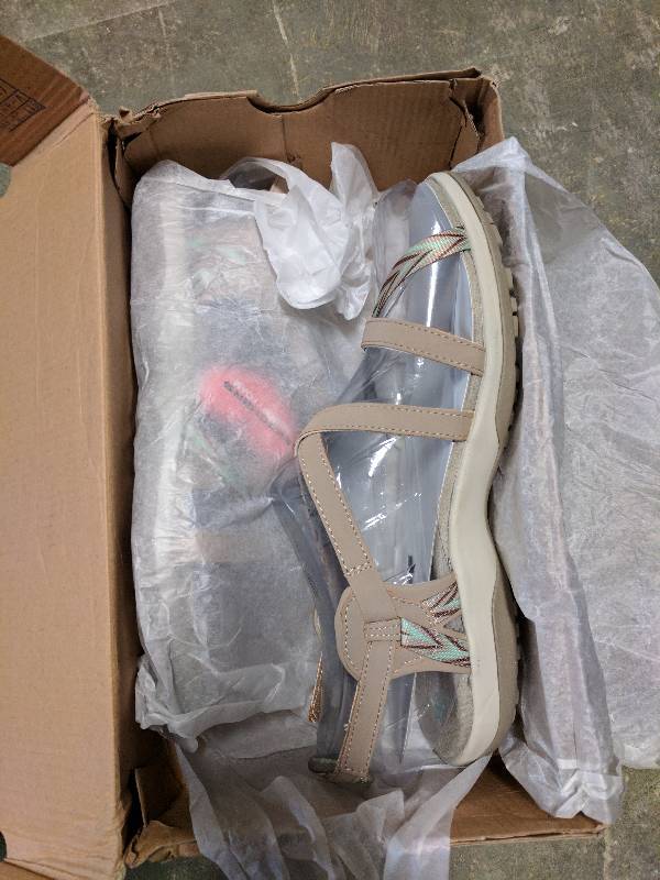Skechers Womens Reggae Slim-Keep Close Strappy Sandal Taupe - 10