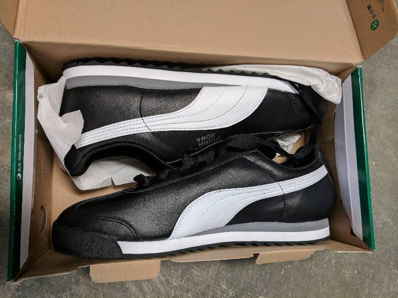 Puma Men�s Roma Basic Sport Shoe Black-White - 11