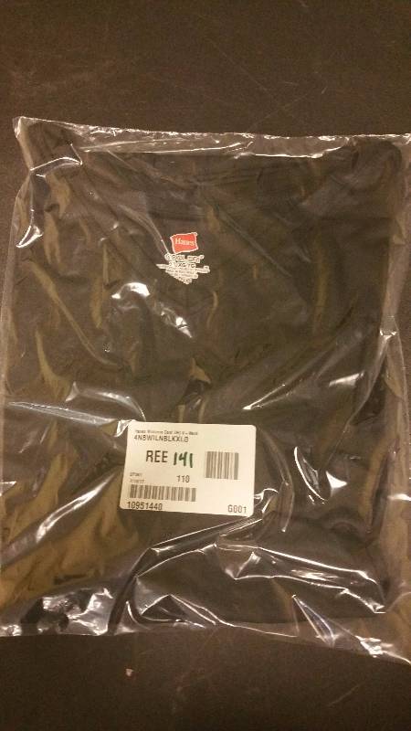 Hanes Womens Cool DRI V-Neck T-Shirt Black X-Large