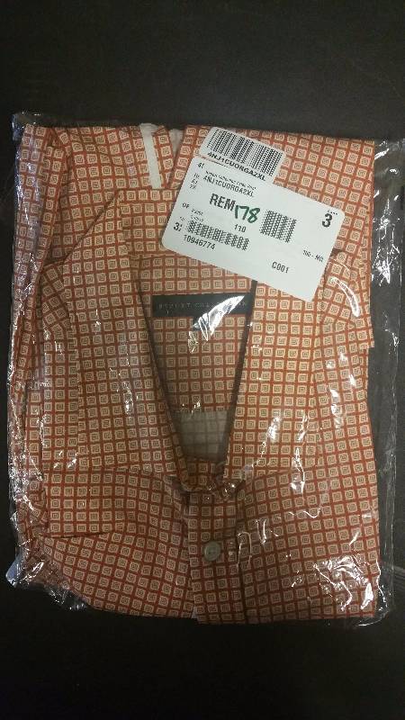 Report Collection Mens Aztec-Print Shirt Orange - 2XL