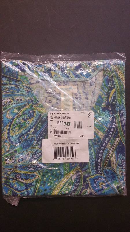 Caribbean Joe Paisley Short-Sleeved Sharkbite Uneven Hem Tee Mid Ocean - M