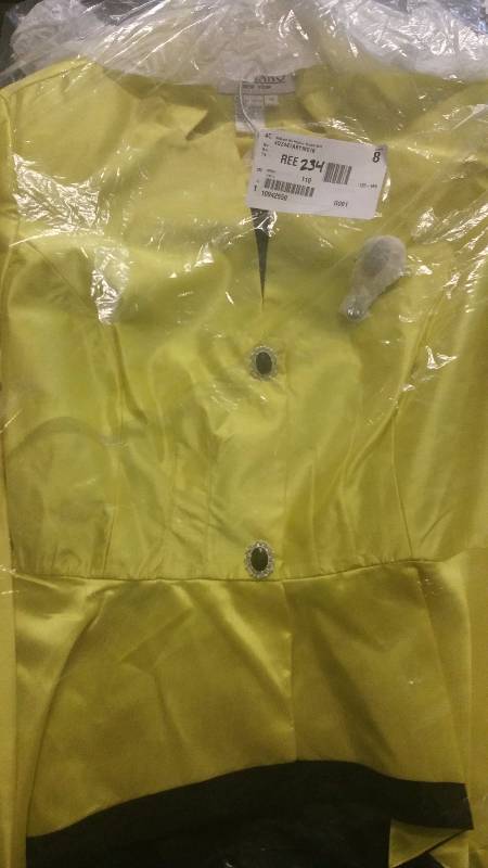Nubiano 2-pc. Peplum Brooch Suit Black-Yellow - 16