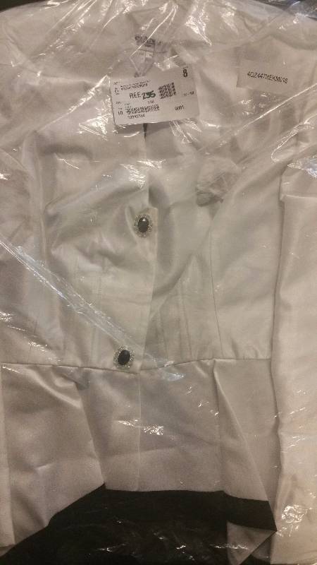 Nubiano 2-pc. Peplum Brooch Suit White-Black - 16