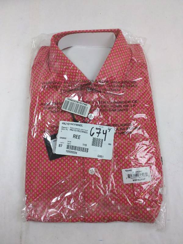 Report Collection Mens Mini Floral-Print Shirt Floral Cherry - L