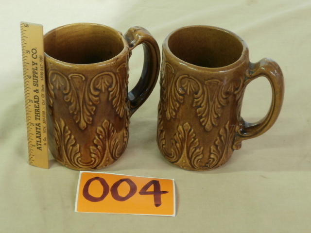 lot 4 image: Pair of Vintage Stoneware Handled Mugs