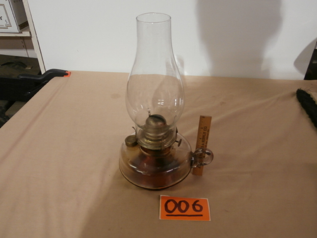 lot 6 image: Vintage Oil Lamp for Metal Wall Fixture
