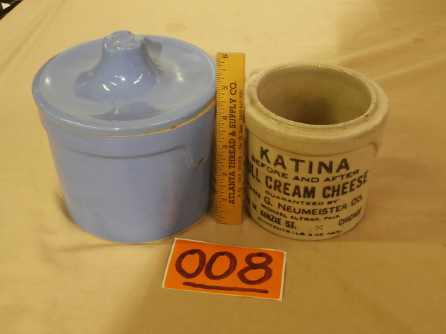 lot 8 image: Pair of Vintage Cheese Crocks