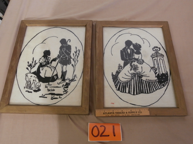 lot 21 image: Pair of Vintage Ink On Felt Art Pieces