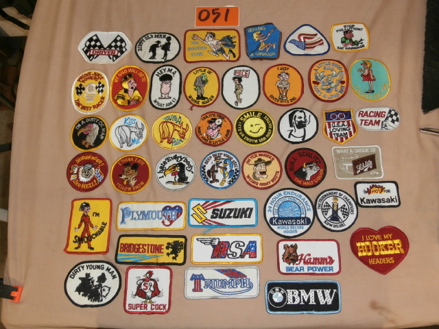 lot 51 image: 43 Vintage Fabric Jacket Patches, All NOS