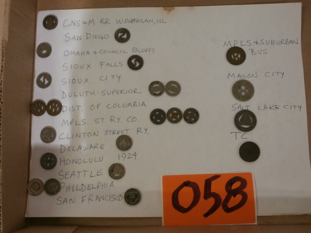 lot 58 image: Lot of Vintage Street Car & Bus Tokens