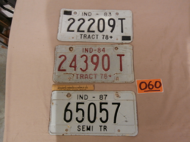 lot 60 image: Three Vintage Indiana Truck License Plates