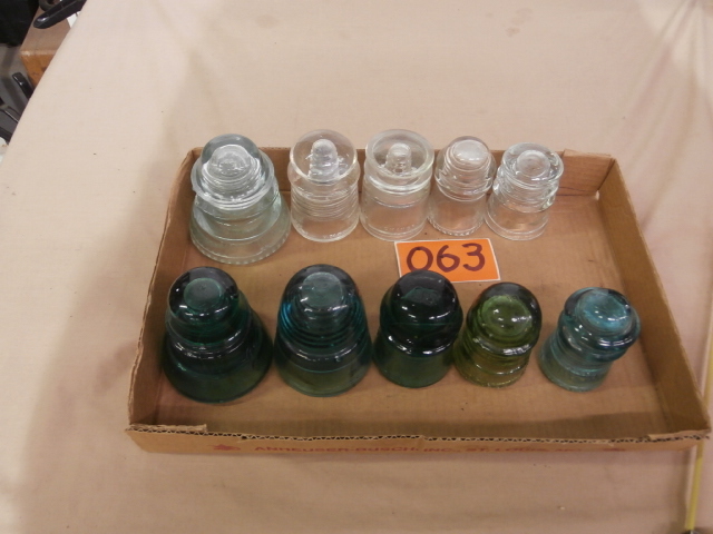 lot 63 image: 10 Different Vintage Power Line  Insulators