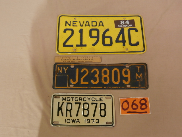 lot 68 image: Three Vintage License Plates
